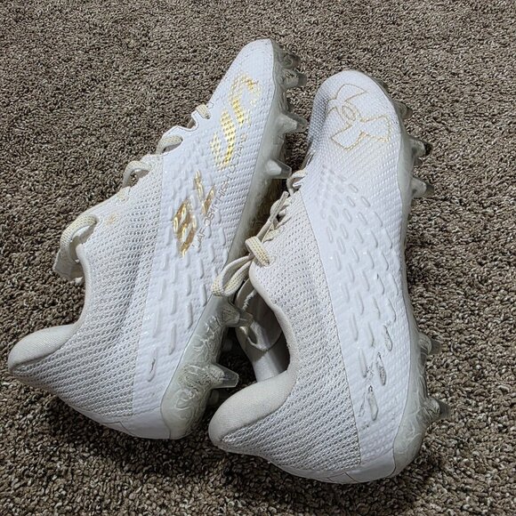 Under Armour Football Cleats White/Gold Men’s Size 8.5 Pre-Owned - Picture 12 of 13